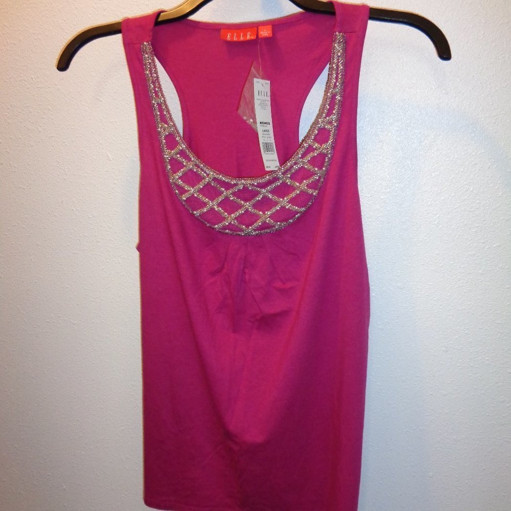 Elle Magenta Deco Decadence Tank Top Large NWT